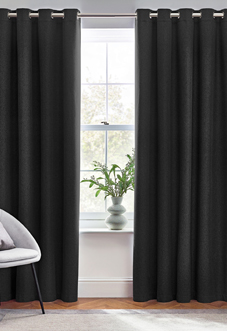 Dawn (Blackout) Eyelet, Black - Ready Made Curtains